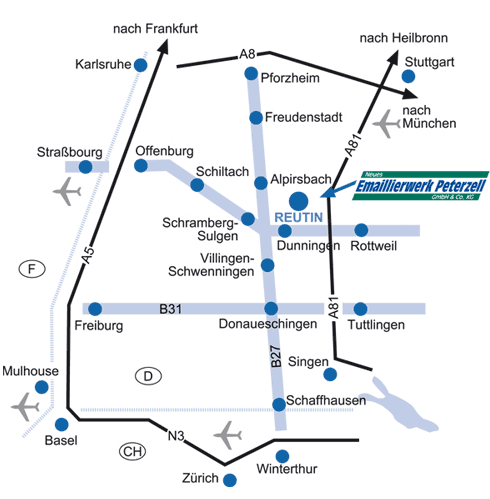 Anfahrts-Skizze Emaillierwerk Peterzell